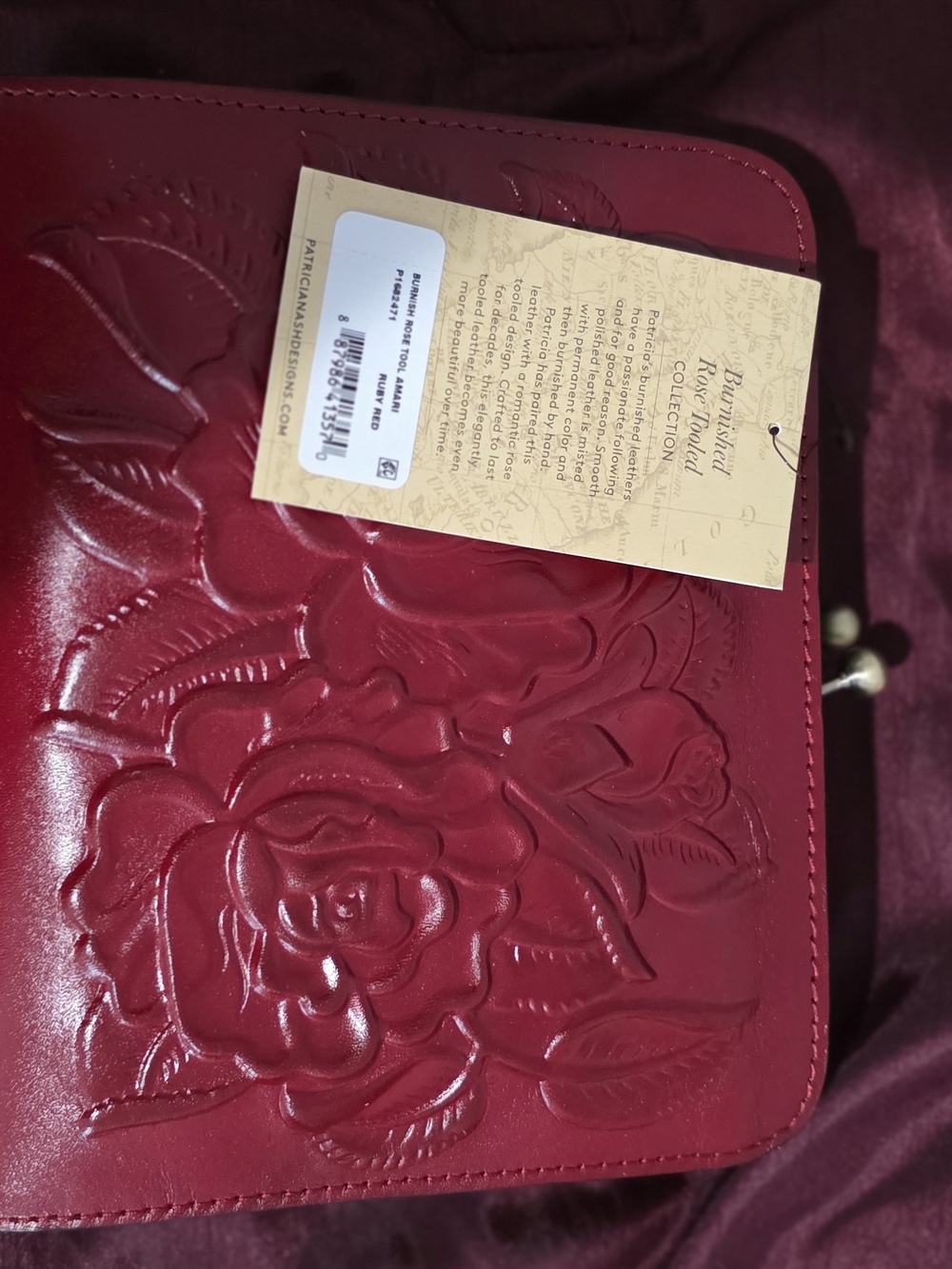 Patricia Nash Embossed Rose Detail Women's Crossbody Purse NWT